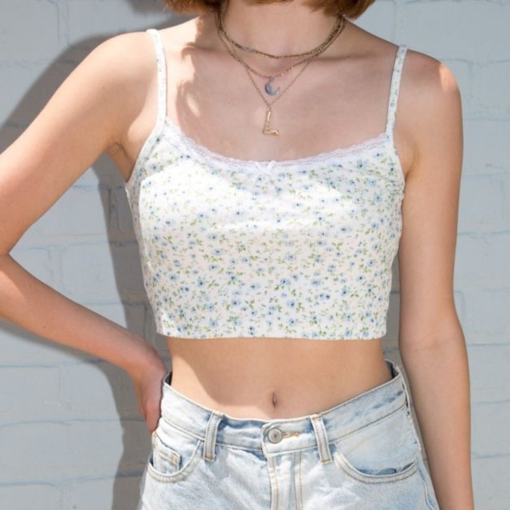 brandy melville skylar floral lace bow tank